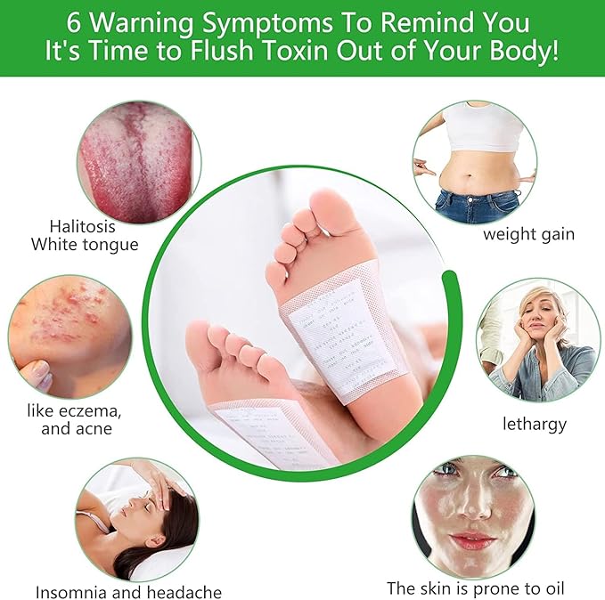 Deep Cleansing Foot Pads for Detox & Relaxation | Internal Toxin Removal, Pain Relief, Better Sleep & Circulation for Men & Women (Pack of 2) 20 Patches